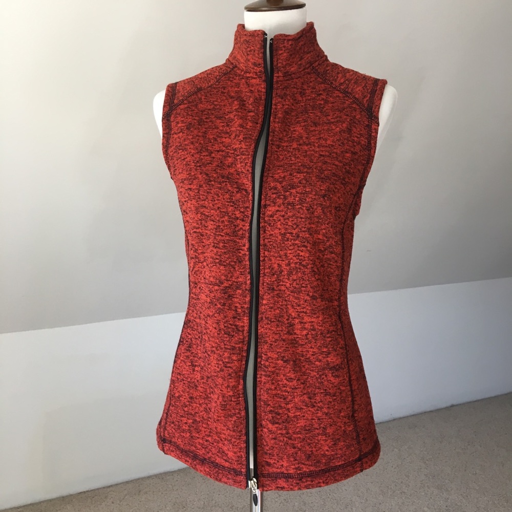 Deep Red Rustic Heathered Full Zip Layering Vest